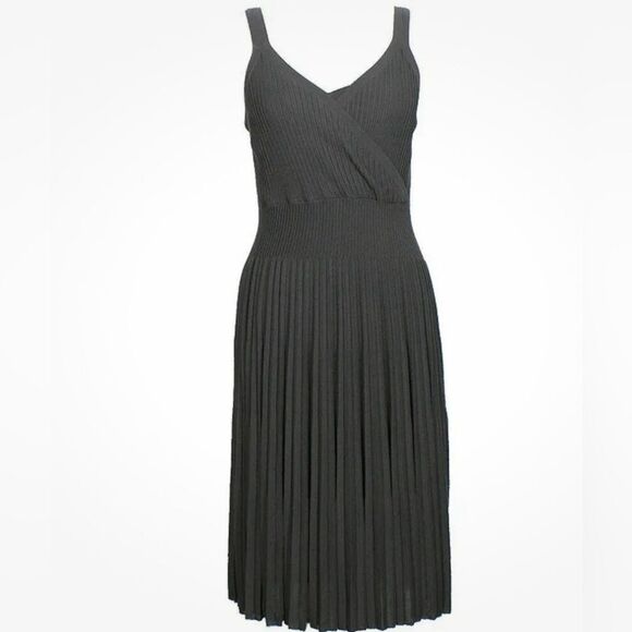 Eileen Fisher Cinder Refined Pleat Surplice Knee Length Dress size L - Picture 1 of 7